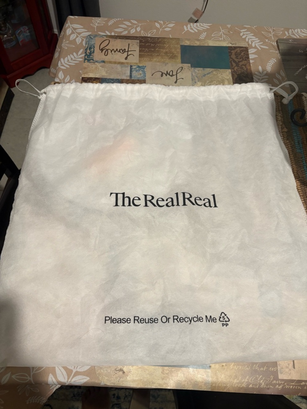 The RealReal White Drawstring Dust Bag